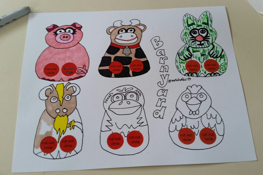 Barnyard Finger Paper Puppets, You Color!