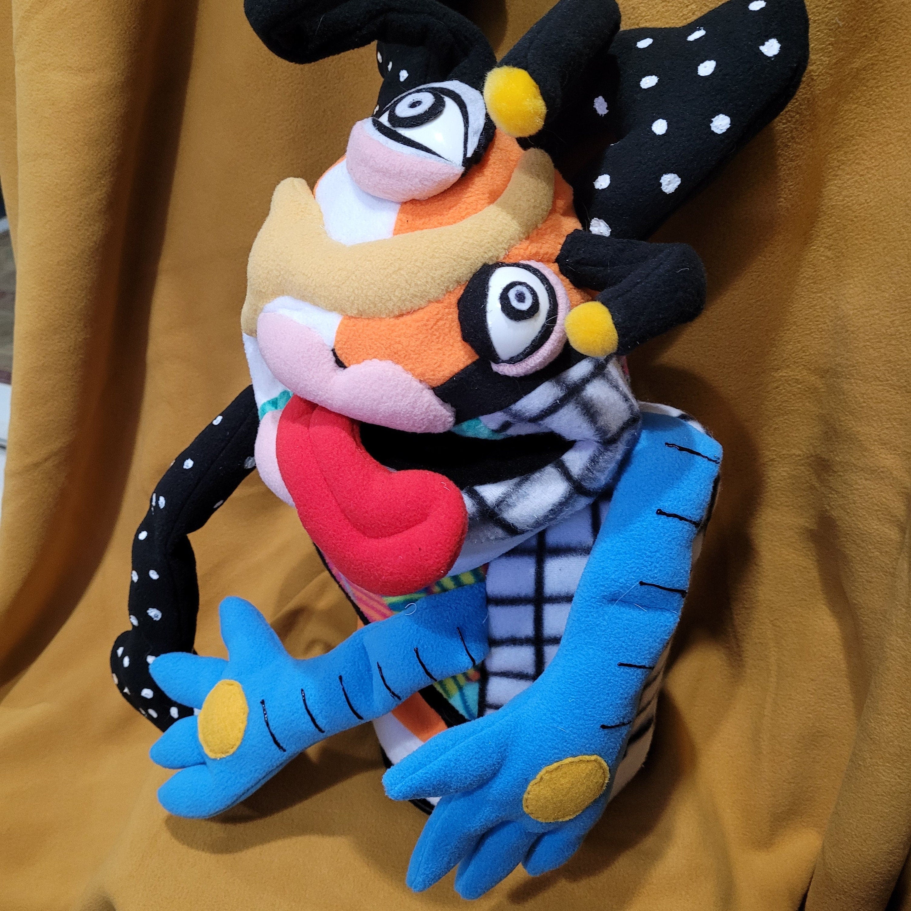 Custom Muppet Style Hand Puppet, Movable Mouth Portrait, Fleece Animal Character