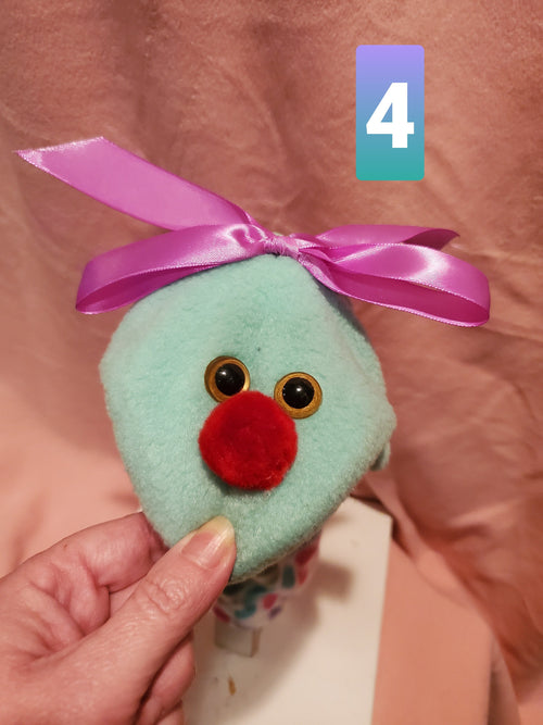 Handmade Sock Puppet Dottie with Bow, Movable Mouth Toy