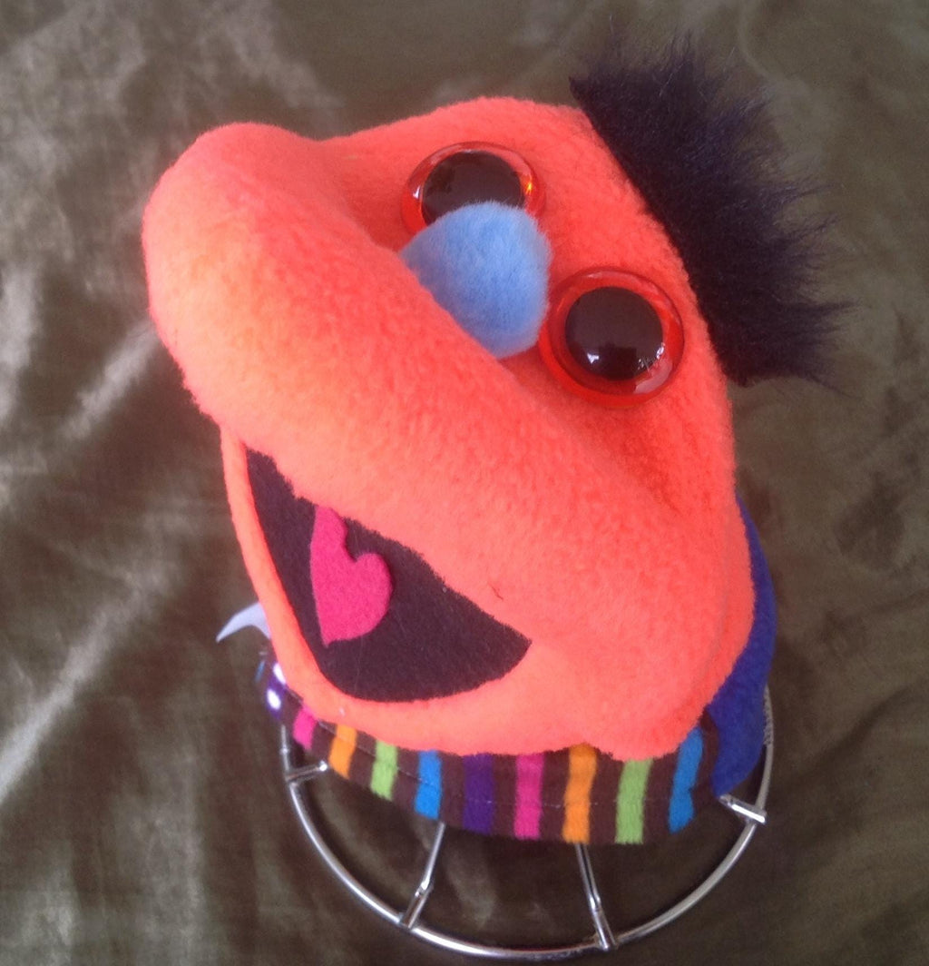 Handmade Sock Puppet with Fuzzy Hair and Movable Mouth, Storytelling Toy
