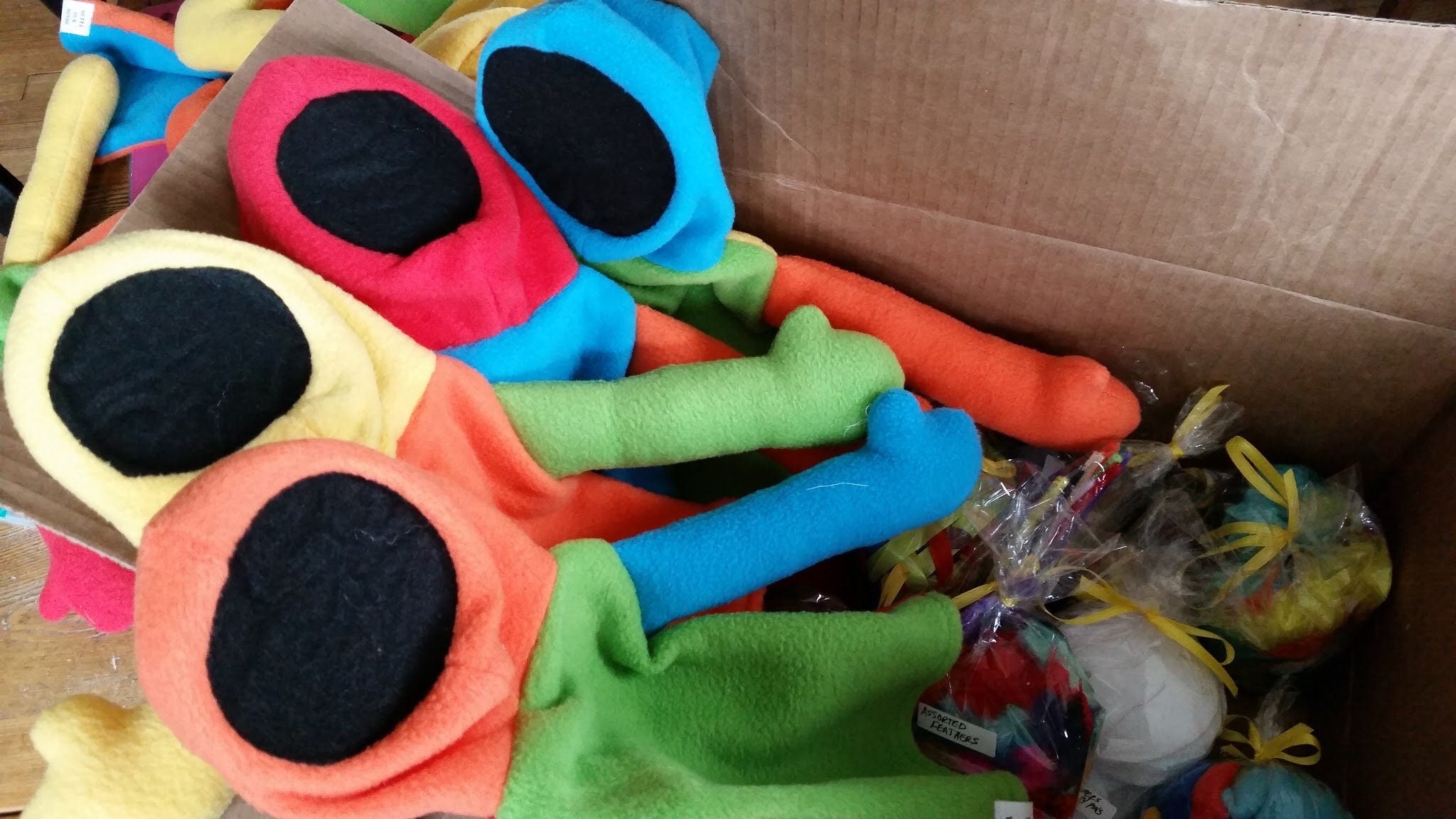 Handmade Fleece Hand Puppets with Arms, Bulk Party Pack Set