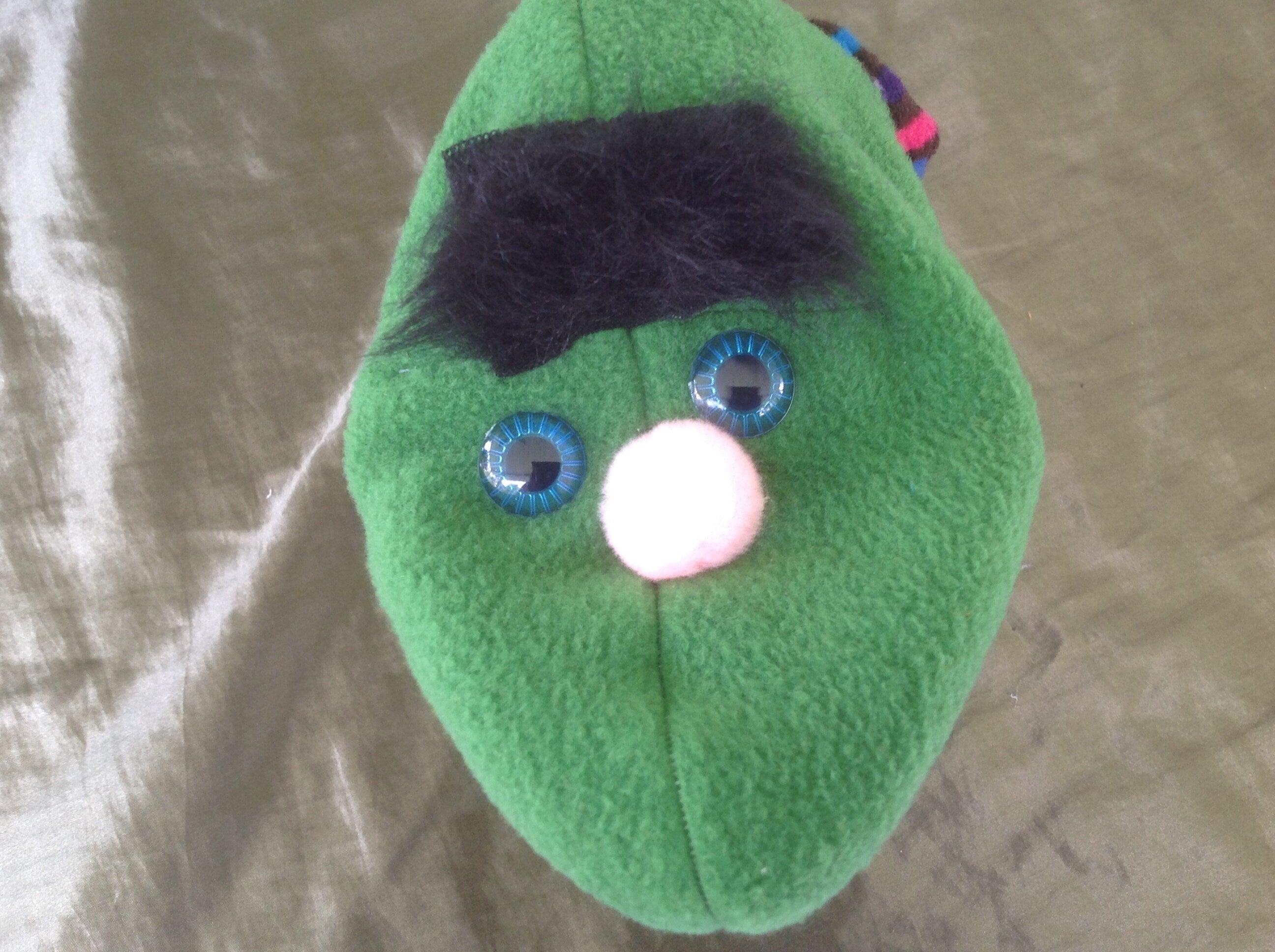 Handmade Sock Puppet with Fuzzy Hair and Movable Mouth, Storytelling Toy