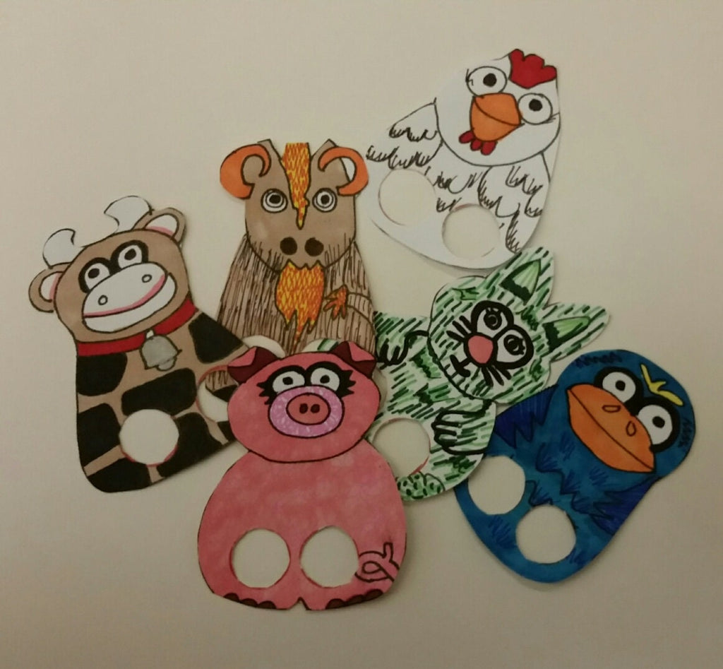 Barnyard Finger Paper Puppets, You Color!