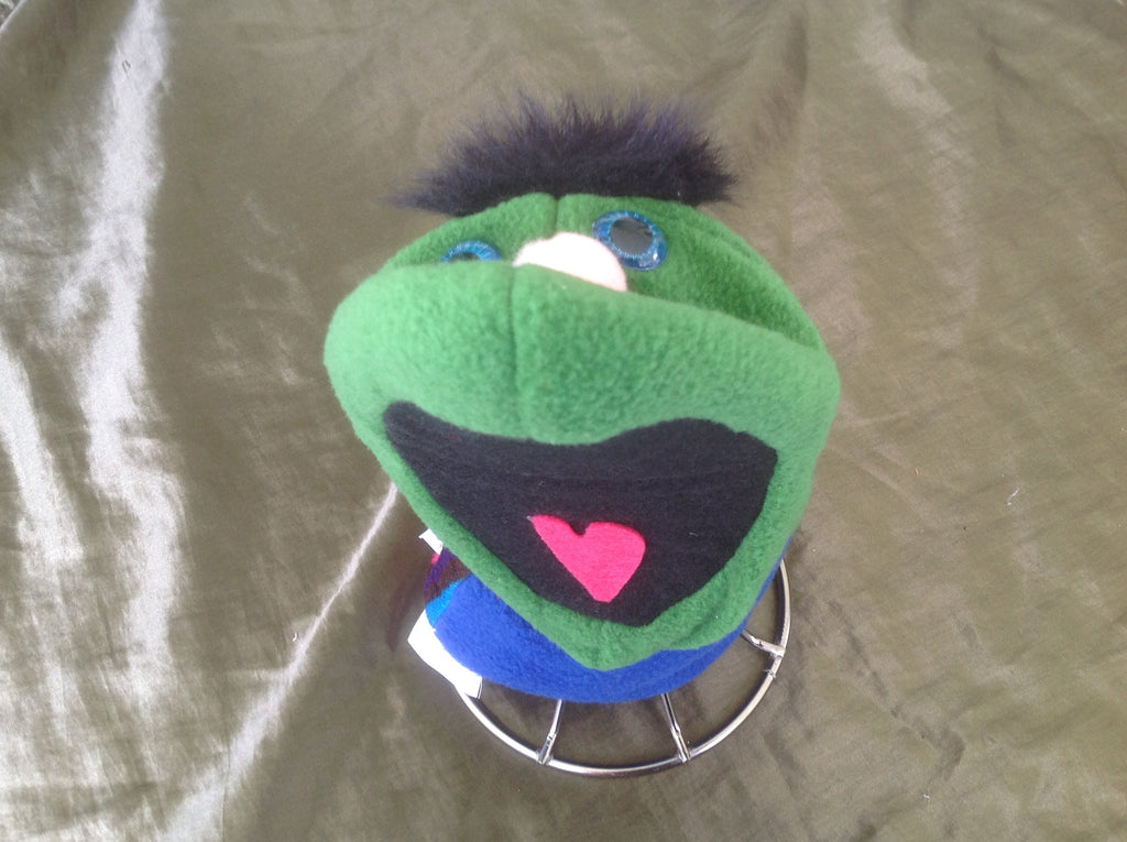 Handmade Sock Puppet with Fuzzy Hair and Movable Mouth, Storytelling Toy