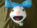 Handmade Sock Puppet Dottie with Bow, Movable Mouth Toy