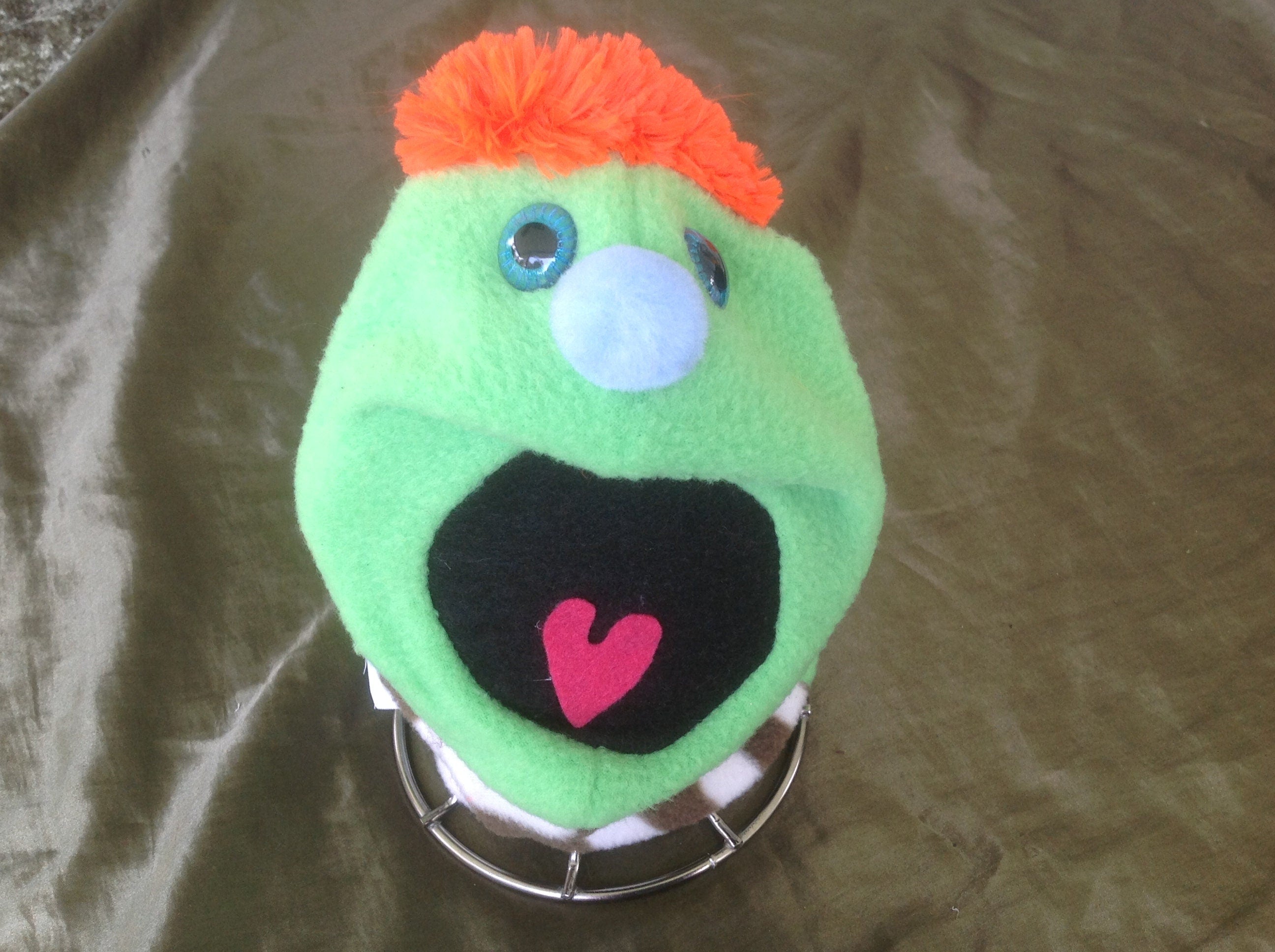 Handmade Sock Puppet with Fuzzy Hair and Movable Mouth, Storytelling Toy
